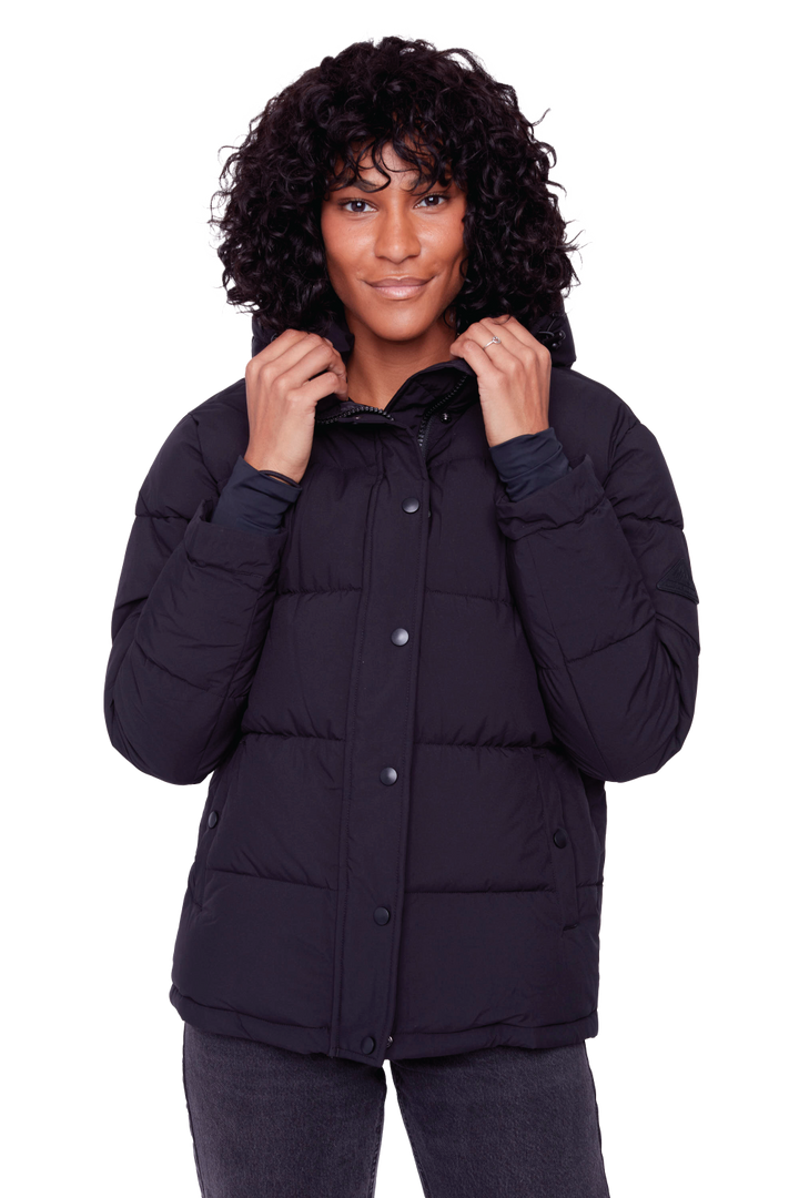 FORILLON | WOMEN'S VEGAN DOWN (RECYCLED) SHORT PUFFER JACKET, BLACK