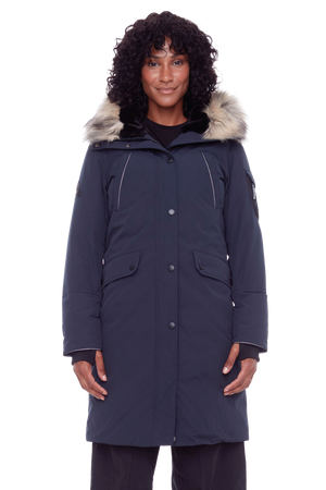 LAURENTIAN | WOMEN'S VEGAN DOWN (RECYCLED) LONG PARKA, NAVY