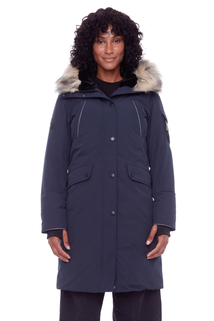 LAURENTIAN | WOMEN'S VEGAN DOWN (RECYCLED) LONG PARKA, NAVY
