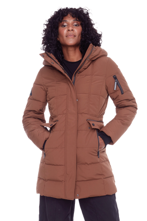 KOOTNEY | WOMEN'S VEGAN DOWN (RECYCLED) MID-LENGTH PARKA, MAPLE