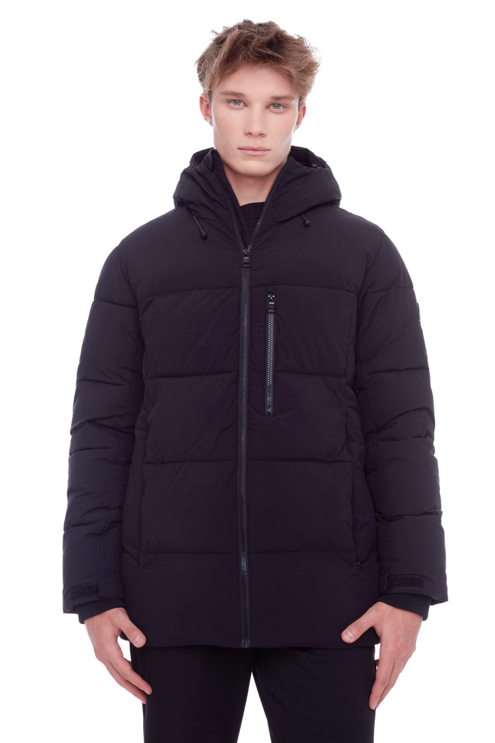 BANFF | MEN'S VEGAN DOWN (RECYCLED) MID-WEIGHT QUILTED PUFFER JACKET, BLACK