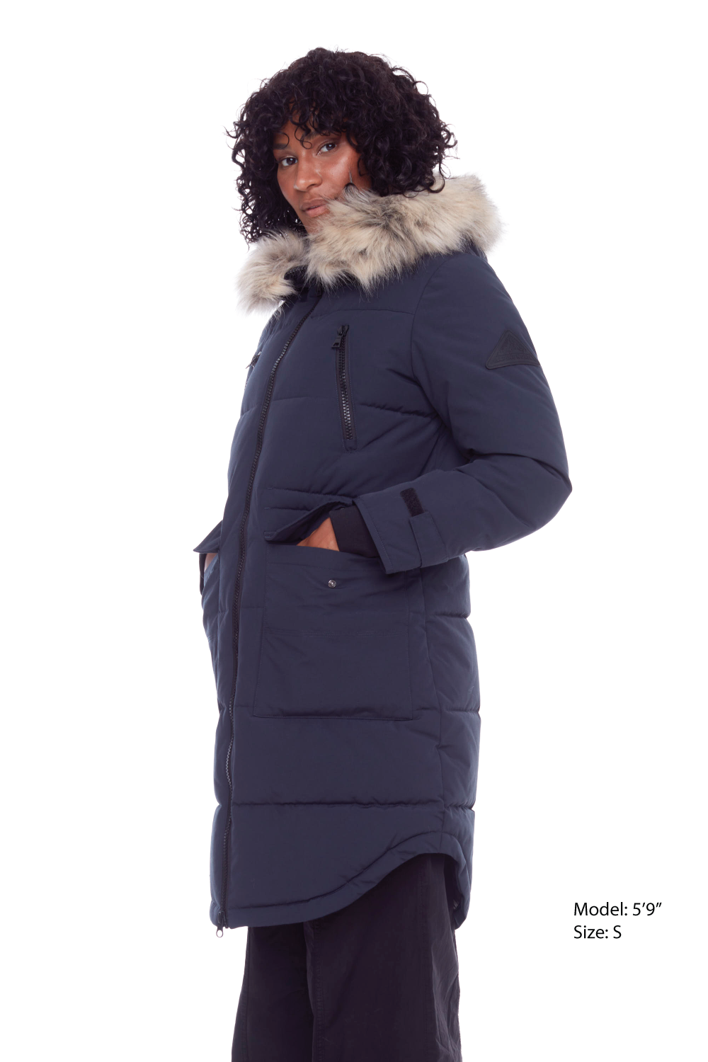 UKON | WOMEN'S VEGAN DOWN (RECYCLED) DRAWSTRING PARKA, NAVY UKON | WOMEN'S VEGAN DOWN (RECYCLED) DRAWSTRING PARKA, NAVY