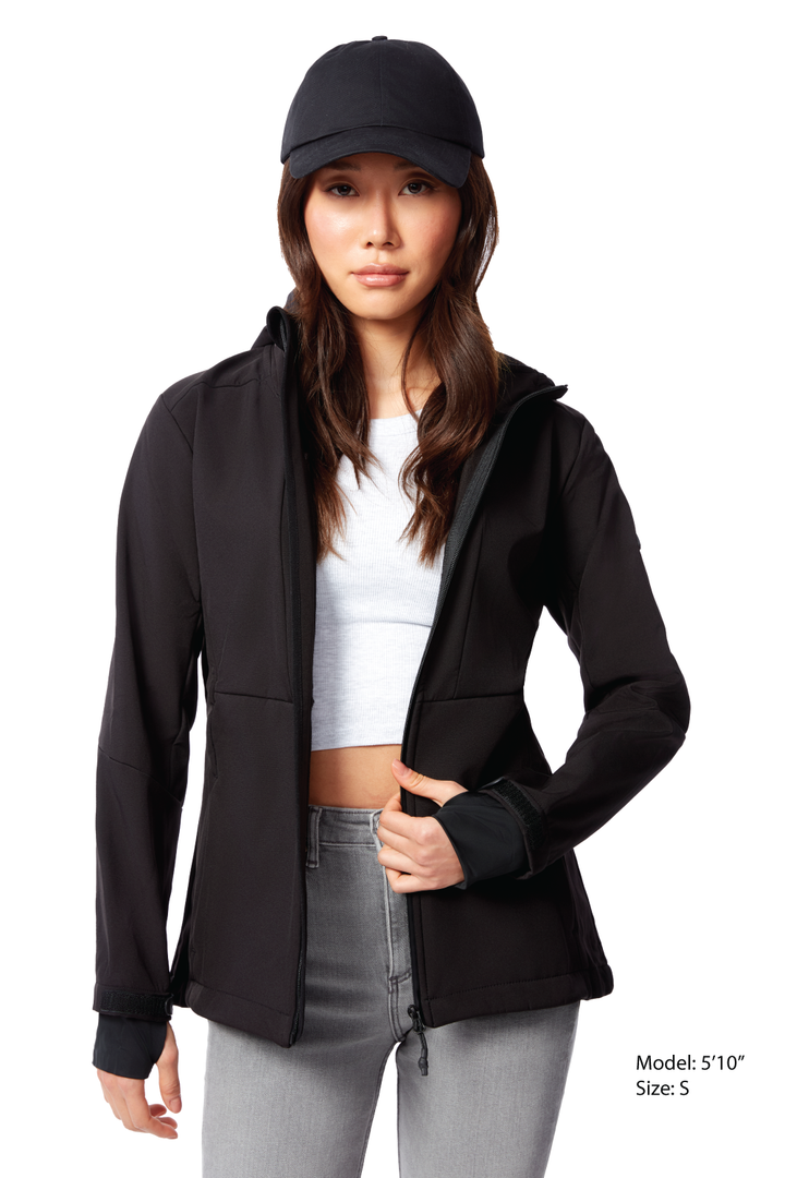 MACKENZIE | WOMEN'S FLEECE LINED SOFTSHELL WINDBREAKER, BLACK