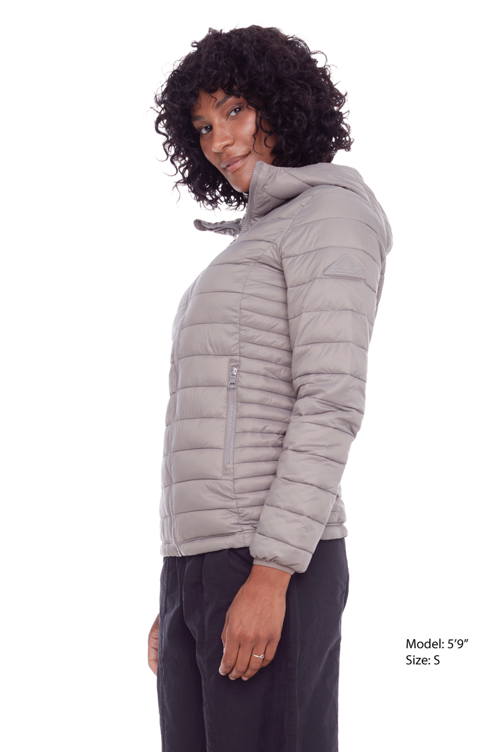 YOHO LADIES' | WOMEN'S VEGAN DOWN (RECYCLED) LIGHTWEIGHT PACKABLE PUFFER, TAUPE