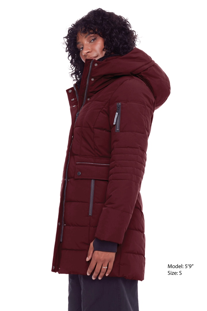 KOOTNEY | WOMEN'S VEGAN DOWN (RECYCLED) MID-LENGTH PARKA, GRAPE