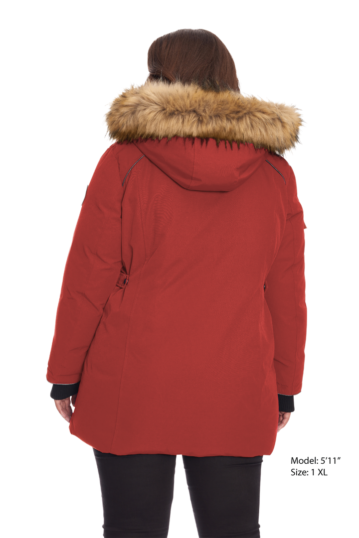 GLACIER PLUS | WOMEN'S VEGAN DOWN (RECYCLED) PARKA, CRIMSON (PLUS SIZE)