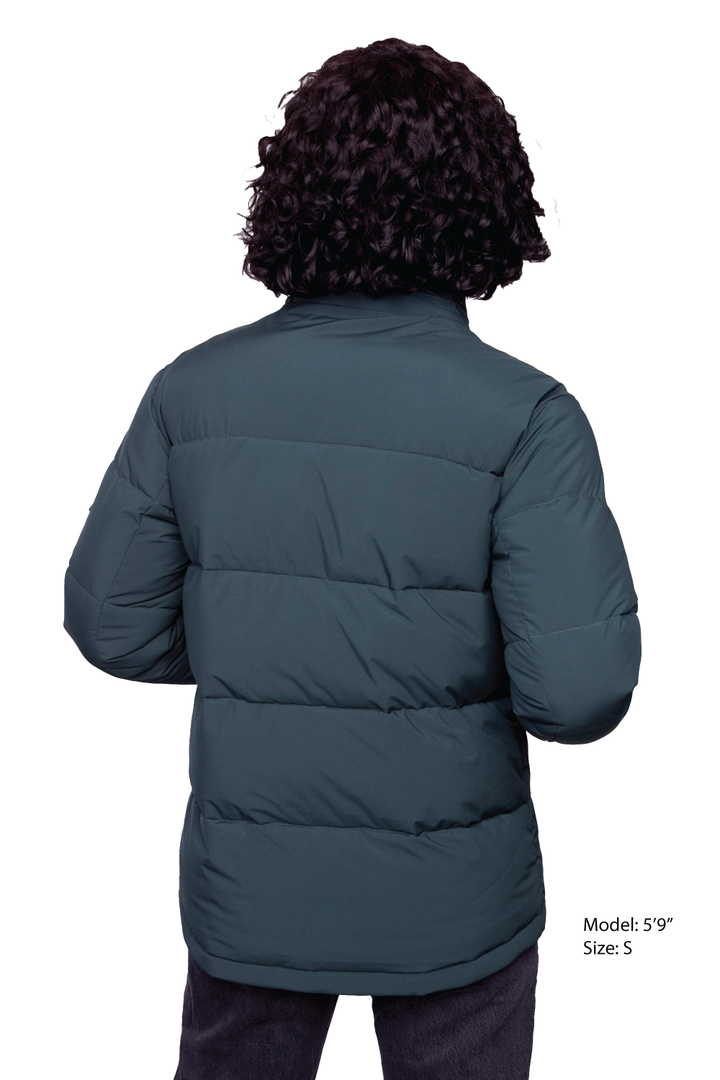FORILLON | WOMEN'S VEGAN DOWN (RECYCLED) SHORT PUFFER JACKET, DEEP GREEN
