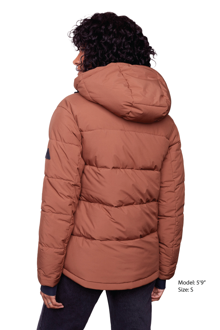FORILLON | WOMEN'S VEGAN DOWN (RECYCLED) SHORT PUFFER JACKET, MAPLE