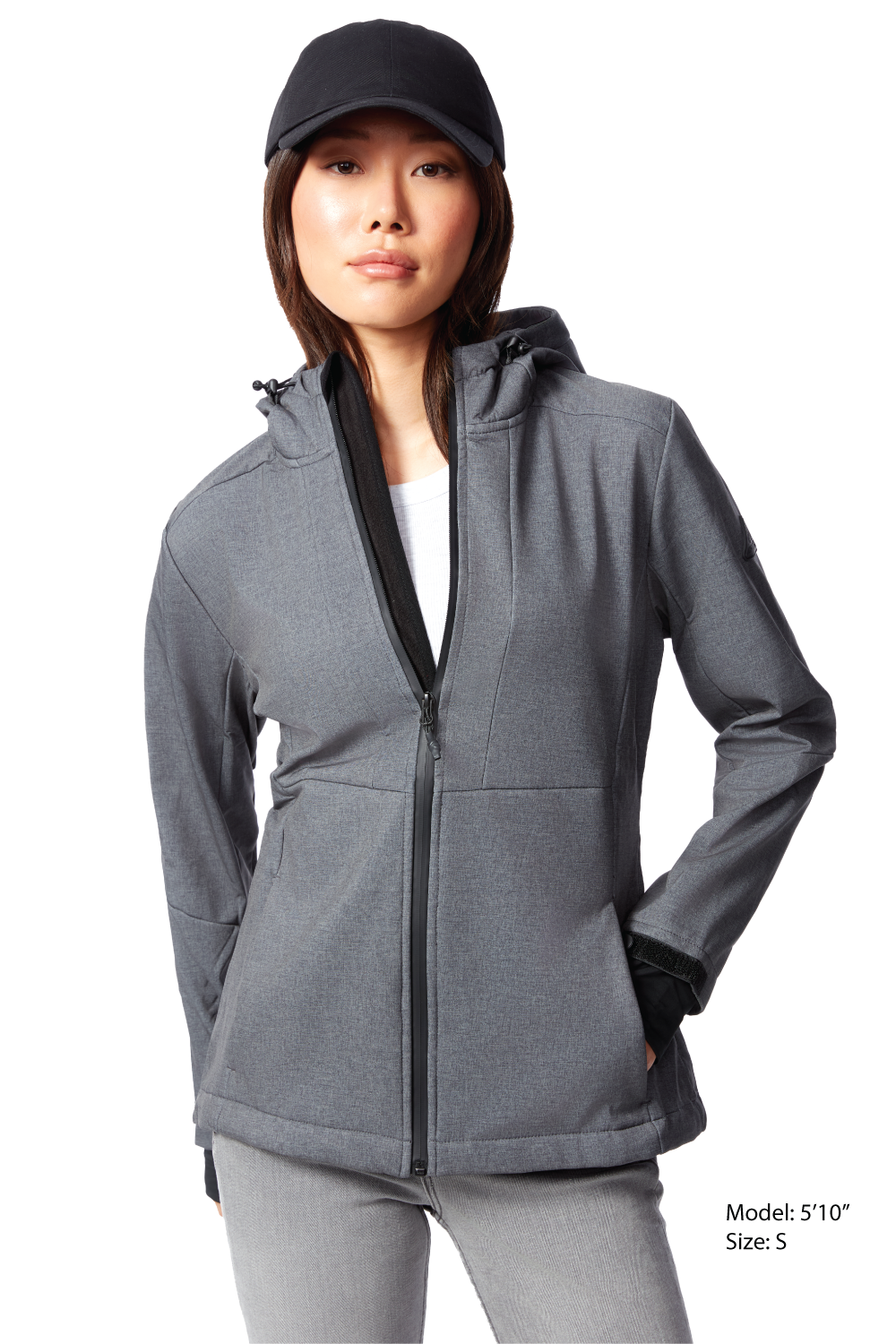 MACKENZIE | WOMEN'S FLEECE LINED SOFTSHELL WINDBREAKER, DARK GREY