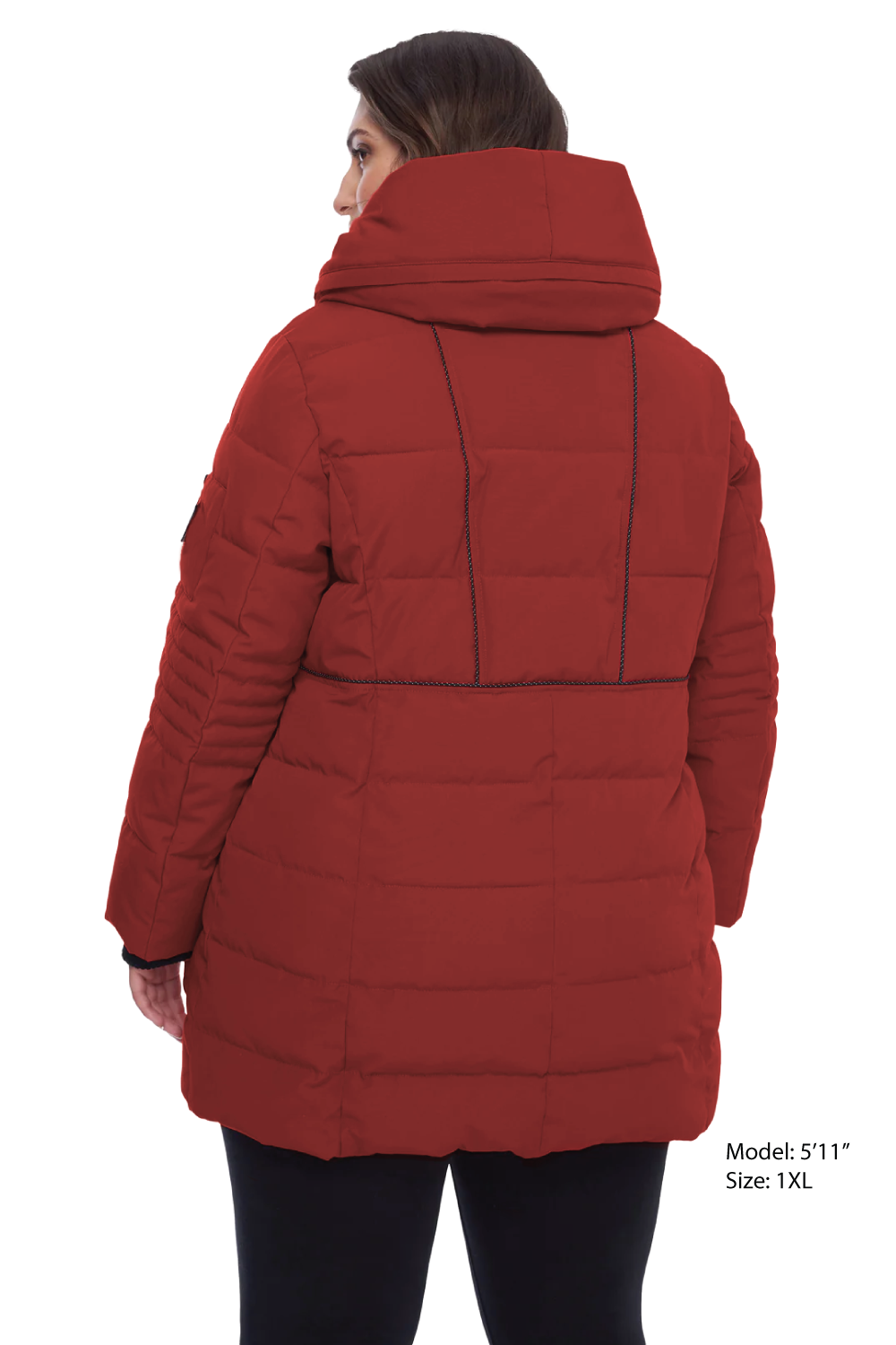 KOOTNEY PLUS | WOMEN'S VEGAN DOWN (RECYCLED) MID-LENGTH PARKA, CRIMSON (PLUS SIZE)