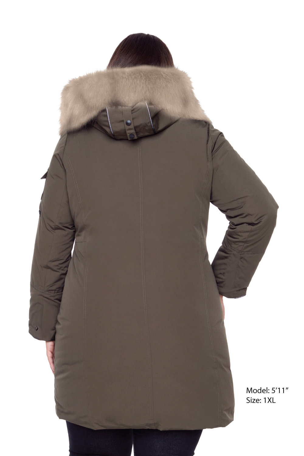LAURENTIAN PLUS | WOMEN'S VEGAN DOWN (RECYCLED) LONG PARKA, OLIVE (PLUS SIZE)