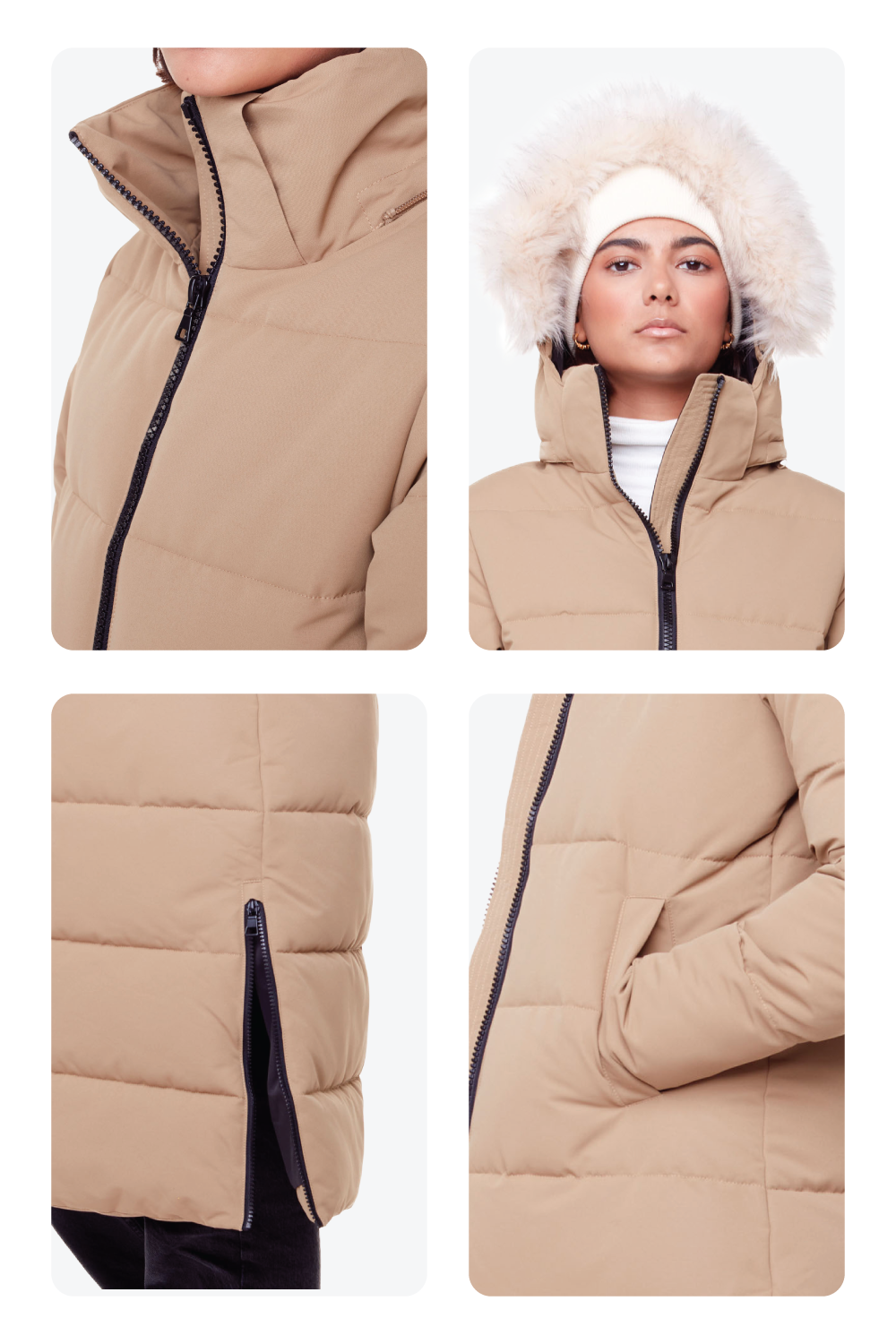 KLUANE | WOMEN'S VEGAN DOWN (RECYCLED) ULTRA LONG LENGTH PARKA, CAMEL