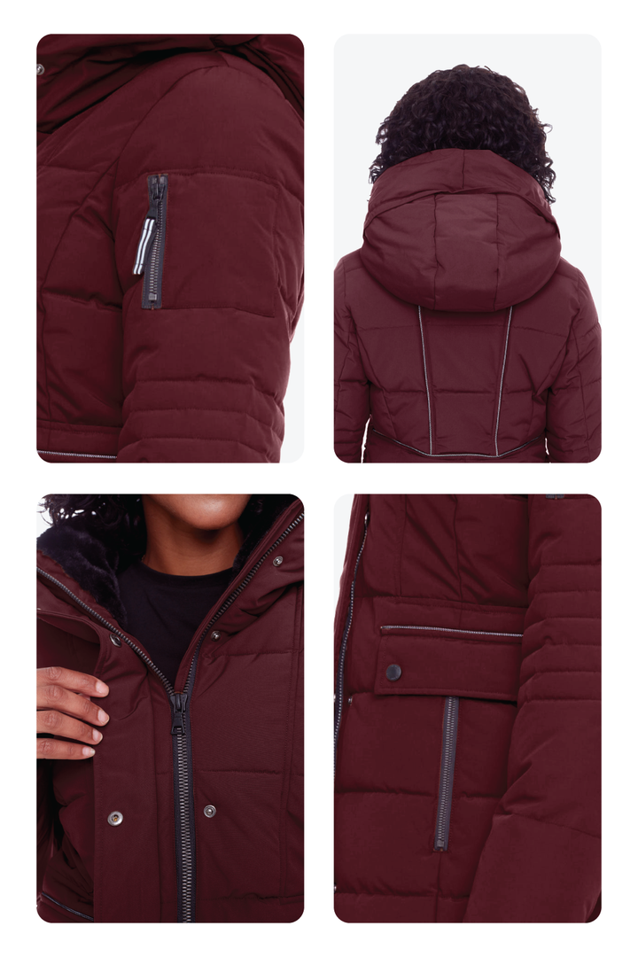 KOOTNEY | WOMEN'S VEGAN DOWN (RECYCLED) MID-LENGTH PARKA, GRAPE