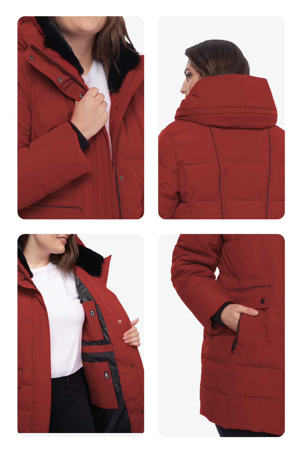KOOTNEY PLUS | WOMEN'S VEGAN DOWN (RECYCLED) MID-LENGTH PARKA, CRIMSON (PLUS SIZE)