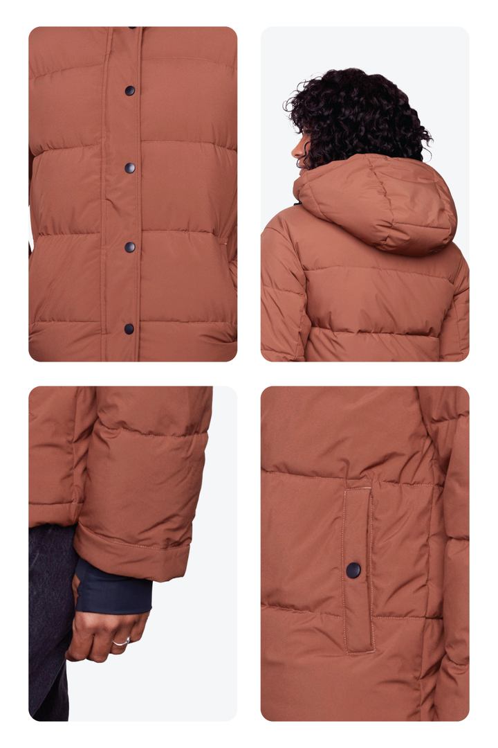 FORILLON | WOMEN'S VEGAN DOWN (RECYCLED) SHORT PUFFER JACKET, MAPLE