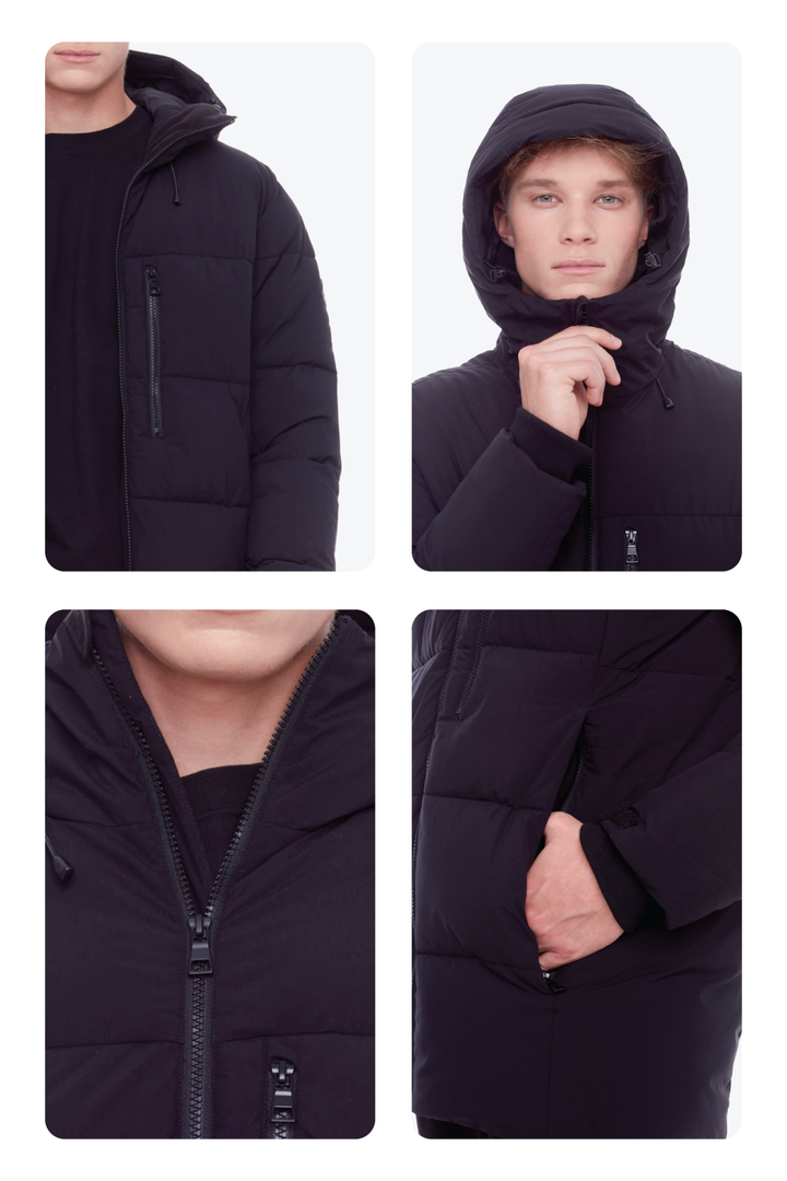 BANFF | MEN'S VEGAN DOWN (RECYCLED) MID-WEIGHT QUILTED PUFFER JACKET, BLACK