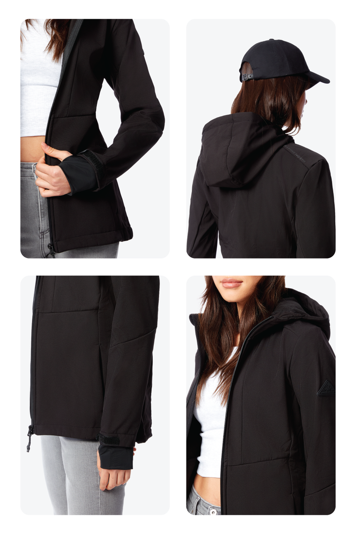 MACKENZIE | WOMEN'S FLEECE LINED SOFTSHELL WINDBREAKER, BLACK