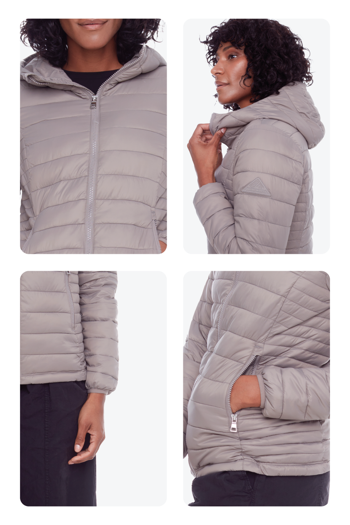 YOHO LADIES' | WOMEN'S VEGAN DOWN (RECYCLED) LIGHTWEIGHT PACKABLE PUFFER, TAUPE