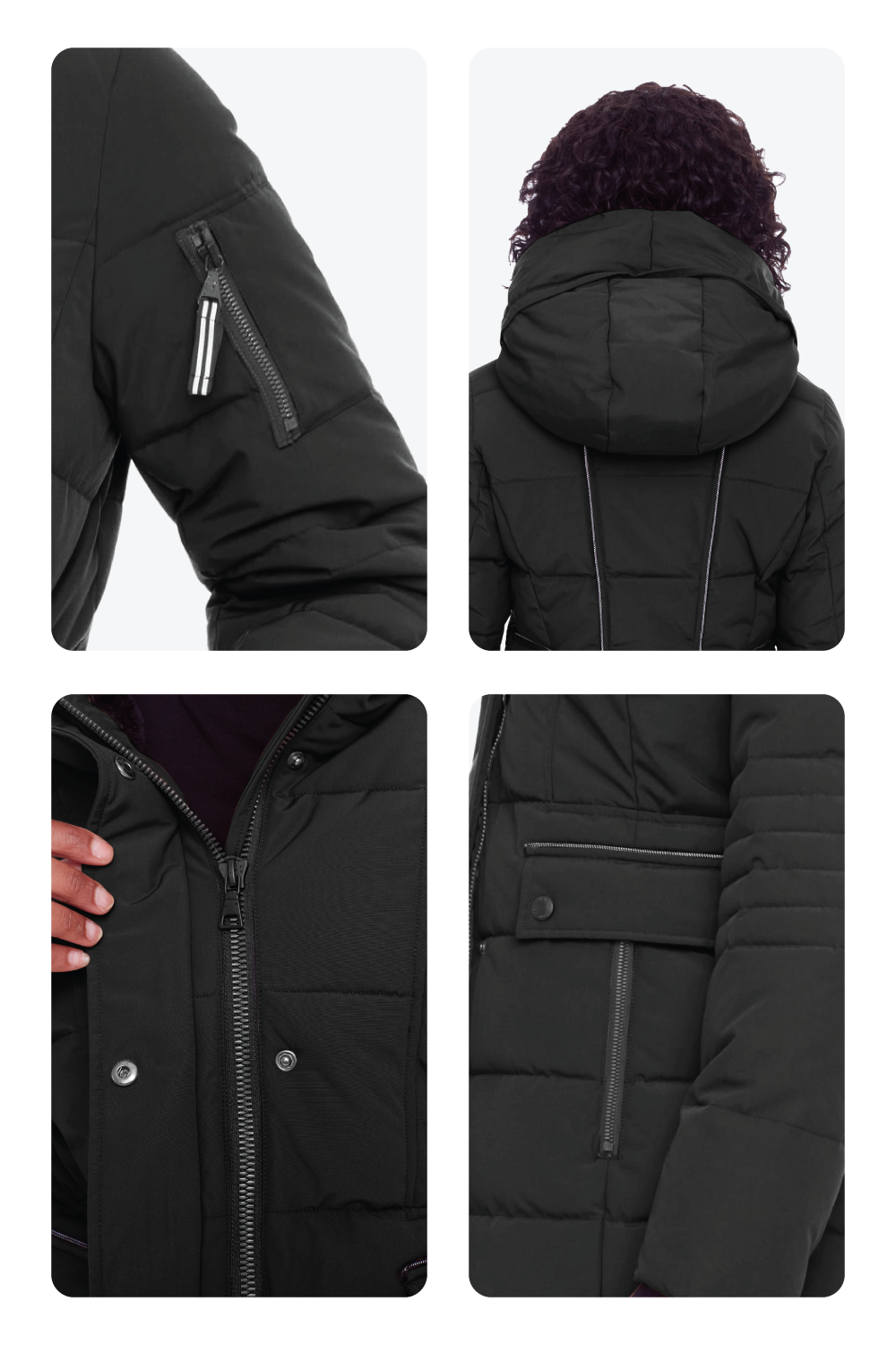 KOOTNEY | WOMEN'S VEGAN DOWN (RECYCLED) MID-LENGTH PARKA, BLACK