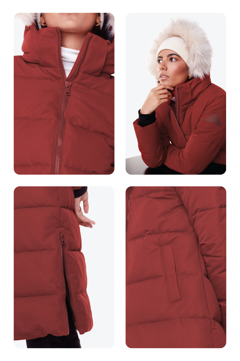 KLUANE | WOMEN'S VEGAN DOWN (RECYCLED) ULTRA LONG LENGTH PARKA, DEEP RED
