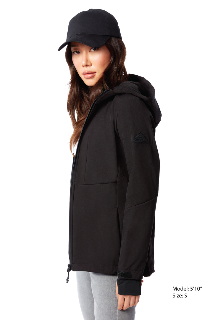 MACKENZIE | WOMEN'S FLEECE LINED SOFTSHELL WINDBREAKER, BLACK