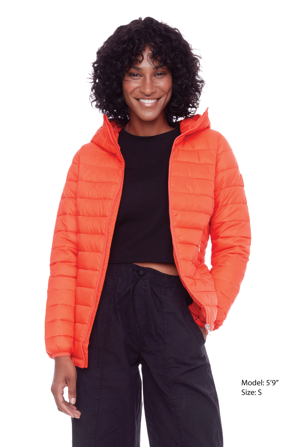 YOHO LADIES' | WOMEN'S VEGAN DOWN (RECYCLED) LIGHTWEIGHT PACKABLE PUFFER, TANGERINE