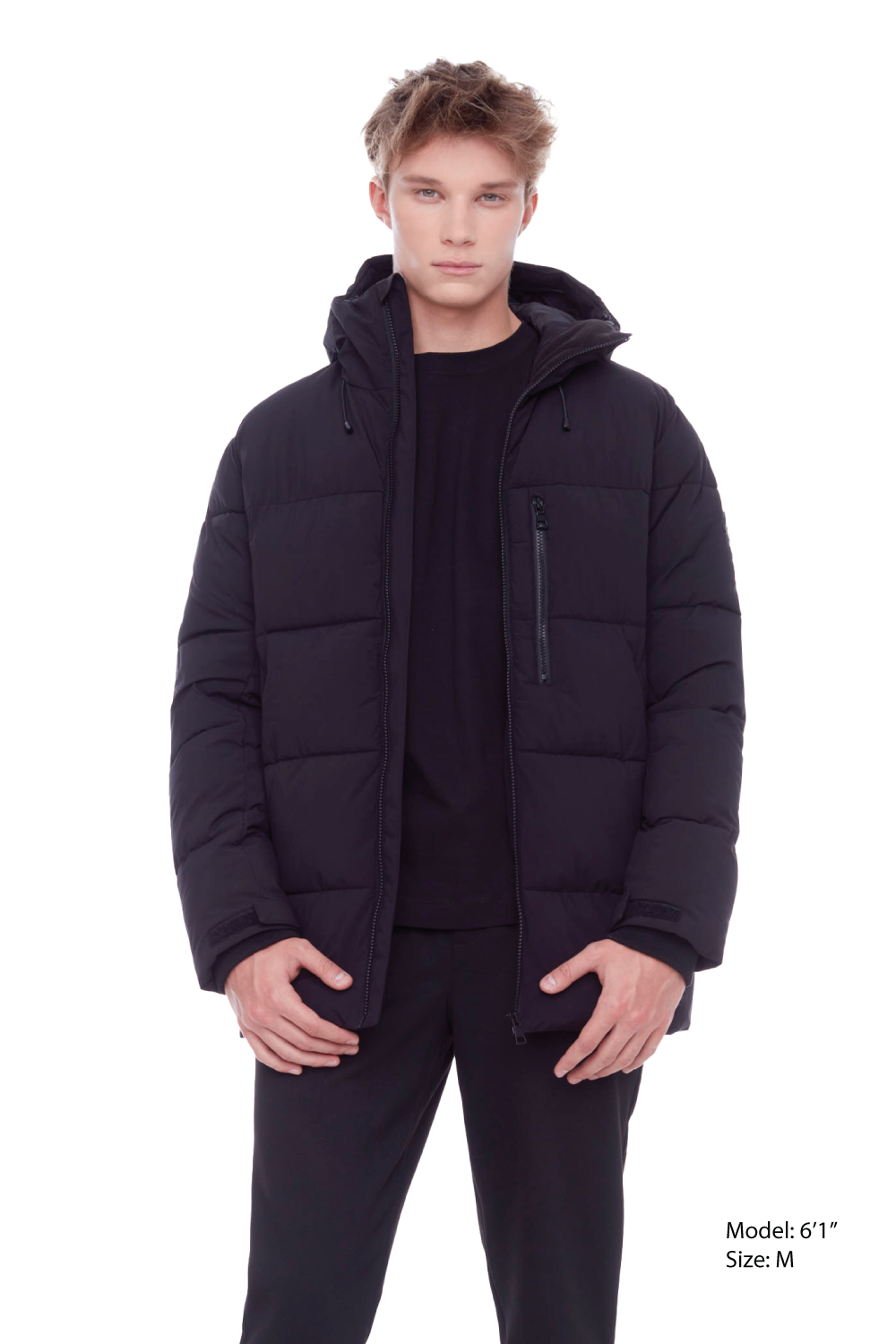 BANFF | MEN'S VEGAN DOWN (RECYCLED) MID-WEIGHT QUILTED PUFFER JACKET, BLACK