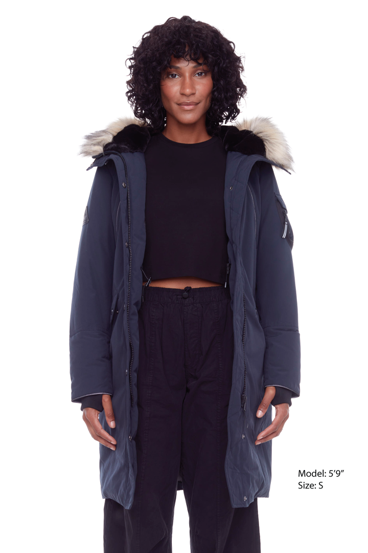 LAURENTIAN | WOMEN'S VEGAN DOWN (RECYCLED) LONG PARKA, NAVY