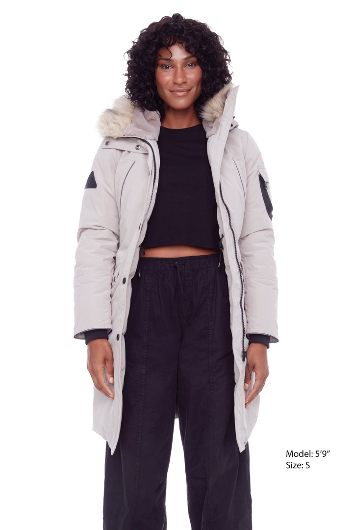 LAURENTIAN | WOMEN'S VEGAN DOWN (RECYCLED) LONG PARKA, TAUPE