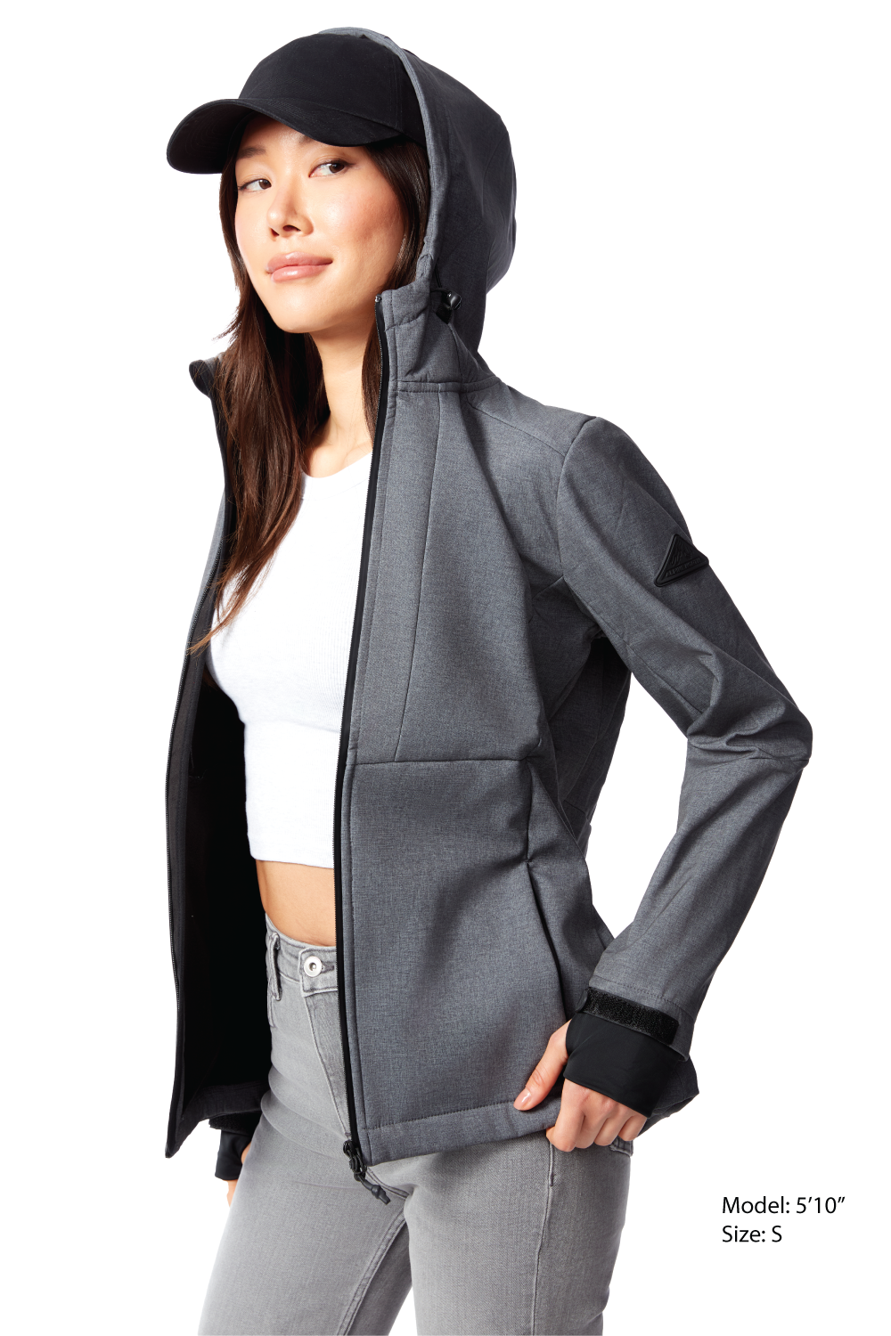 MACKENZIE | WOMEN'S FLEECE LINED SOFTSHELL WINDBREAKER, DARK GREY