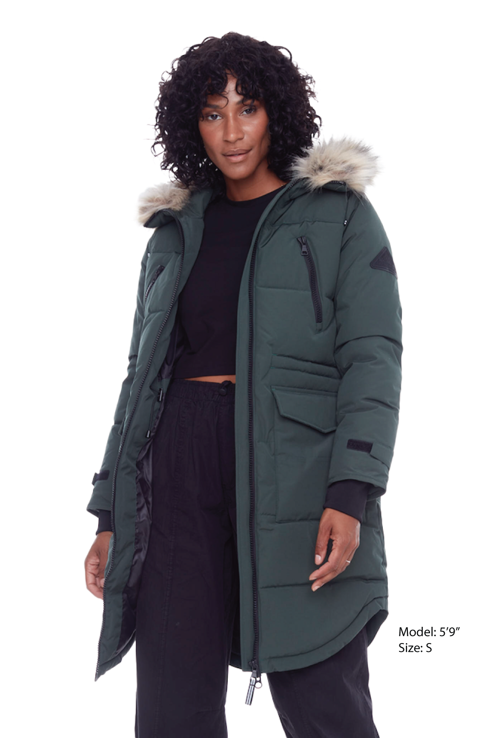 UKON | WOMEN'S VEGAN DOWN (RECYCLED) DRAWSTRING PARKA, DEEP GREEN UKON | WOMEN'S VEGAN DOWN (RECYCLED) DRAWSTRING PARKA, DEEP GREEN