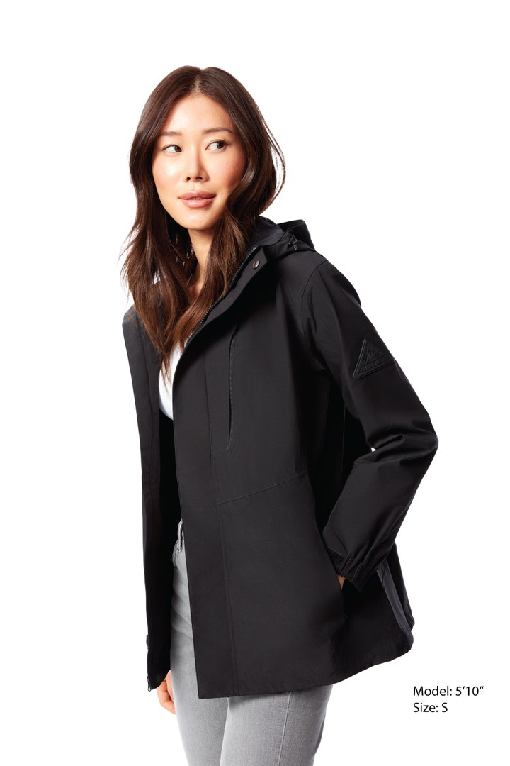 TAHSIS | WOMEN'S WATERPROOF RAIN JACKET, BLACK