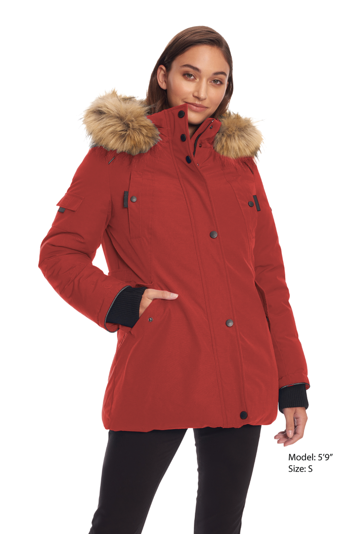 GLACIER | WOMEN'S VEGAN DOWN (RECYCLED) PARKA, CRIMSON