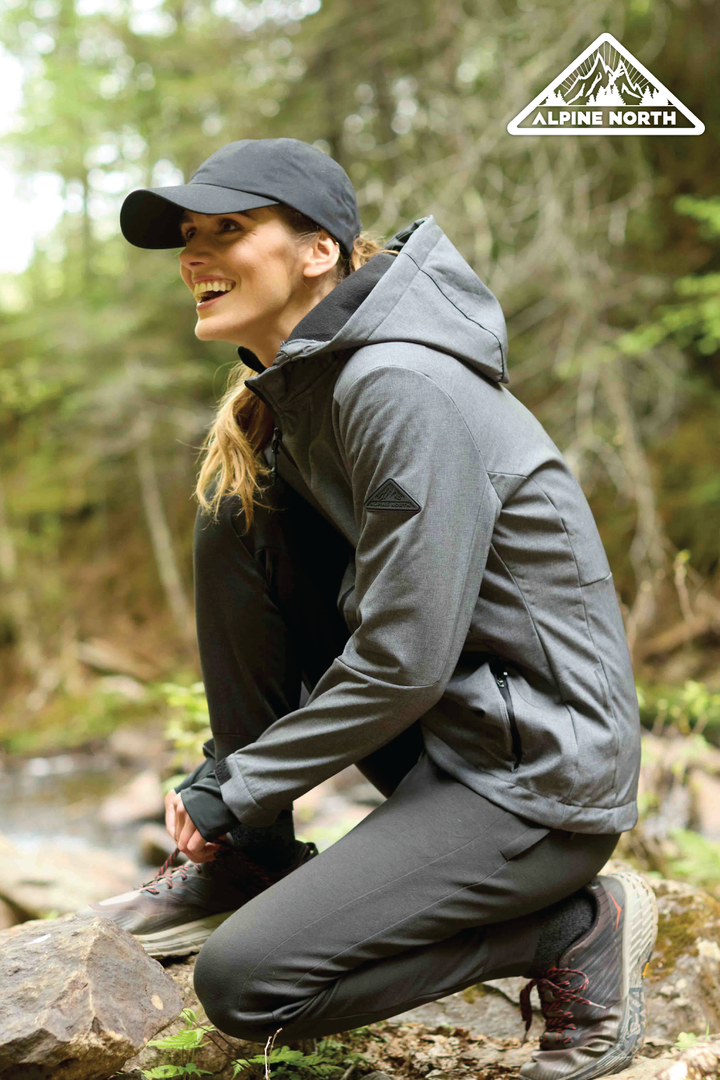 MACKENZIE | WOMEN'S FLEECE LINED SOFTSHELL WINDBREAKER, DARK GREY