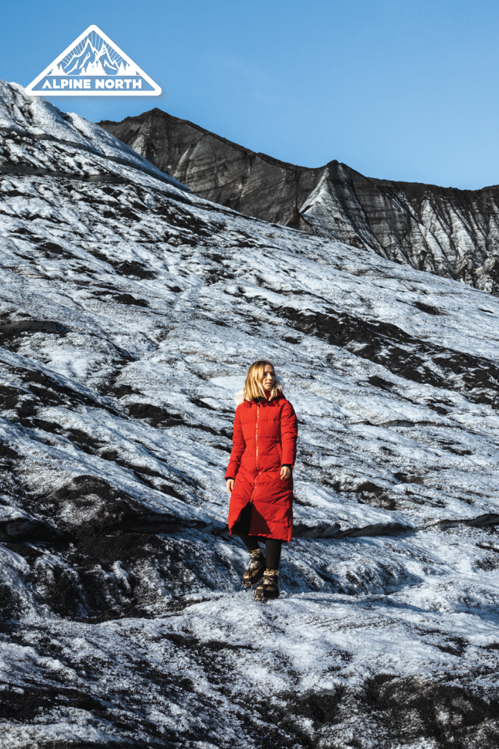 AULAVIK | WOMEN'S VEGAN DOWN (RECYCLED) MID-LENGTH HOODED PARKA COAT, BLACK