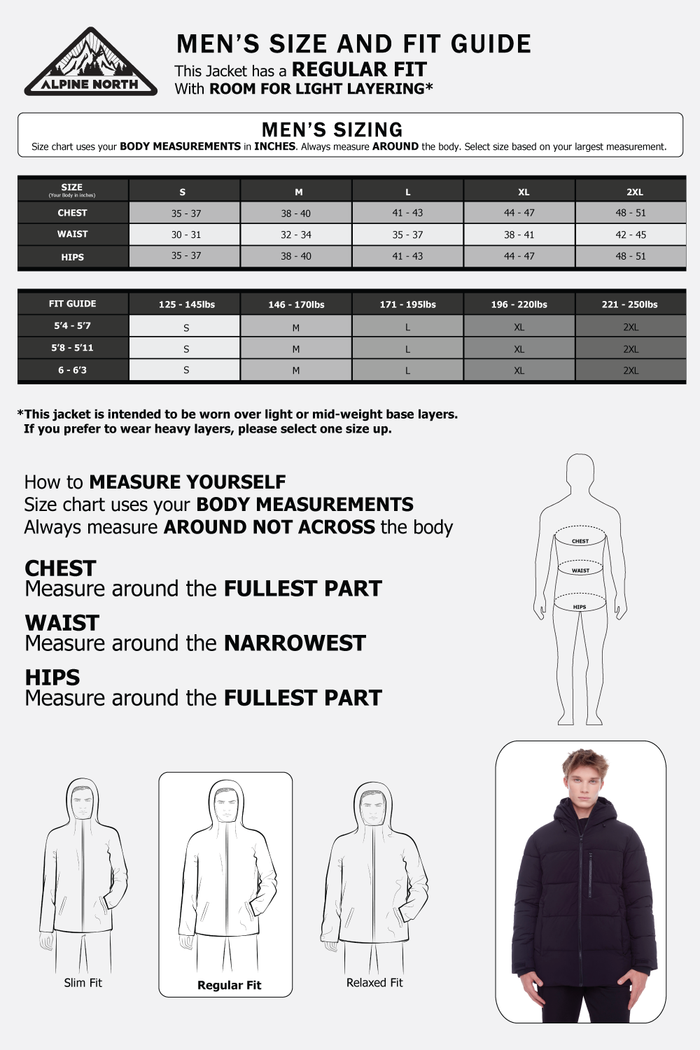 BANFF | MEN'S VEGAN DOWN (RECYCLED) MID-WEIGHT QUILTED PUFFER JACKET, BLACK