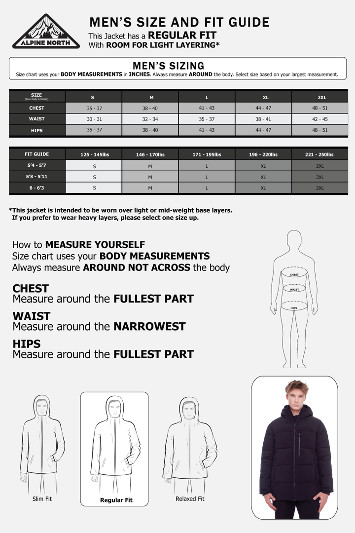 BANFF | MEN'S VEGAN DOWN (RECYCLED) MID-WEIGHT QUILTED PUFFER JACKET, BLACK