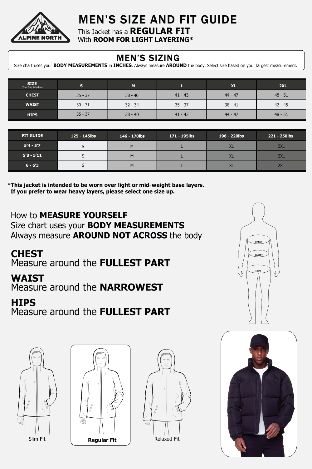 TUKTUT | MEN'S VEGAN DOWN (RECYCLED) PUFFER JACKET, BLACK