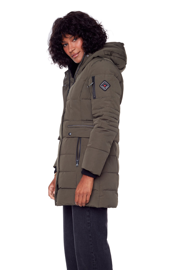 KOOTNEY | WOMEN'S VEGAN DOWN (RECYCLED) MID-LENGTH PARKA, OLIVE