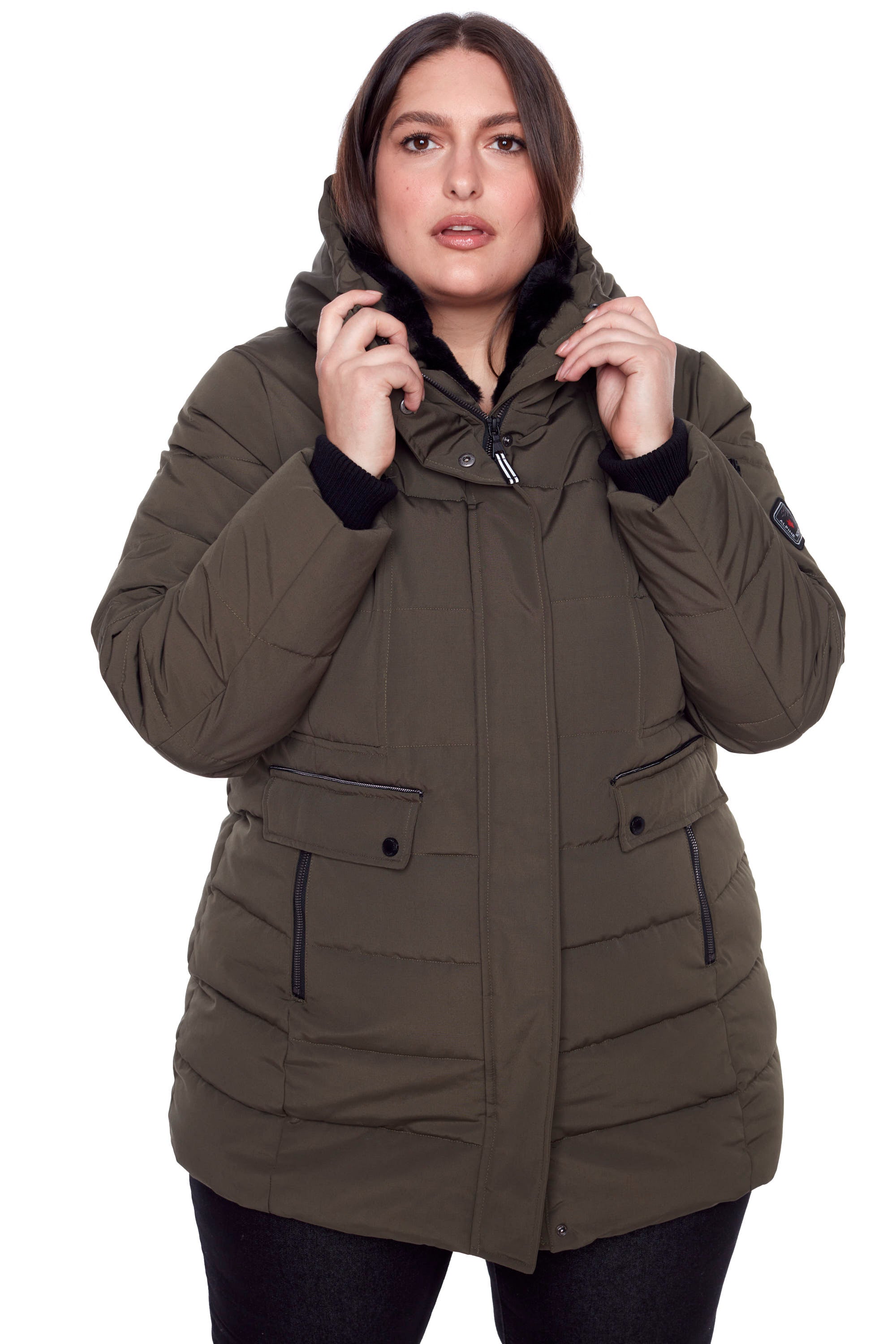 ダントン INSULATION HOODED COAT 40size OLIVE Winter Coats for Women,Womens Winter Coats Mid Length Sherpa