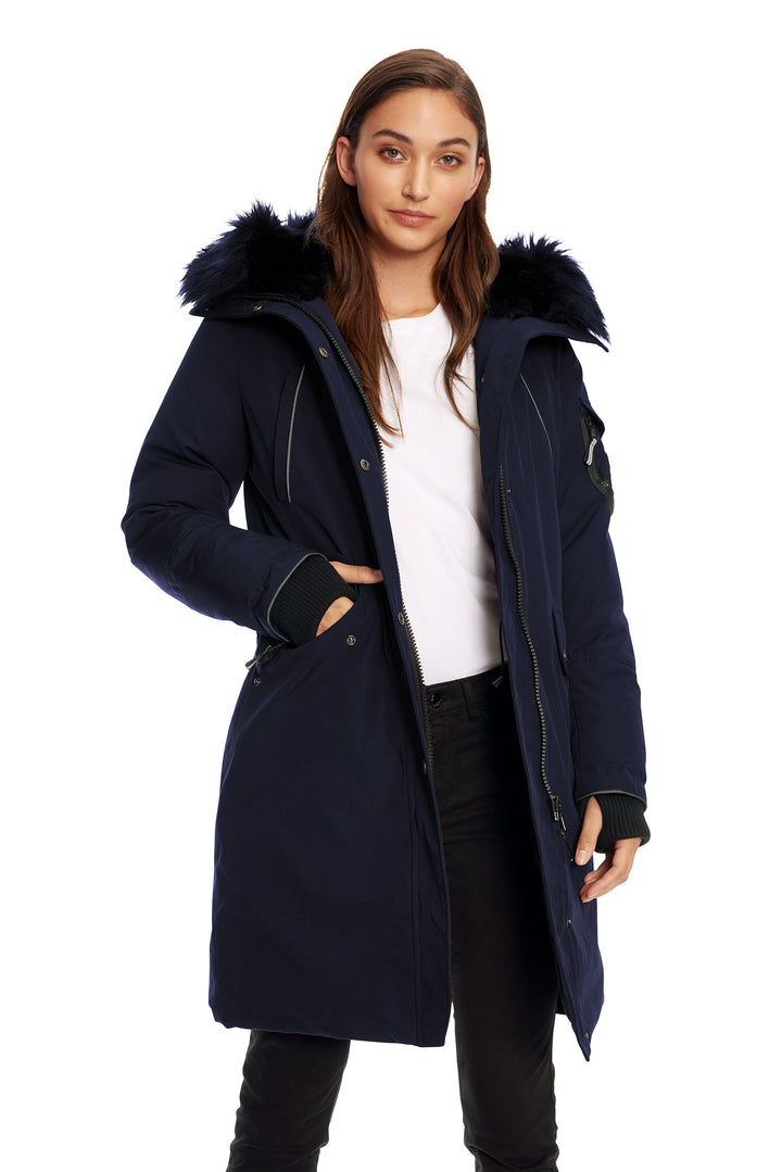 LAURENTIAN | WOMEN'S VEGAN DOWN (RECYCLED) LONG PARKA, NAVY