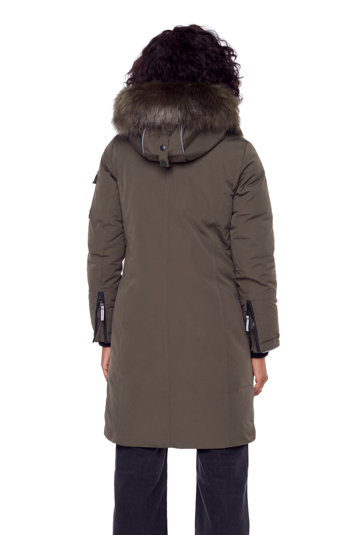 WOMEN'S VEGAN DOWN (RECYCLED) LONG PARKA, OLIVE