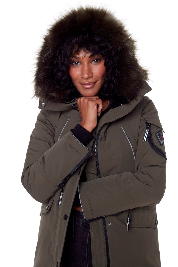 LAURENTIAN | WOMEN'S VEGAN DOWN (RECYCLED) LONG PARKA, OLIVE