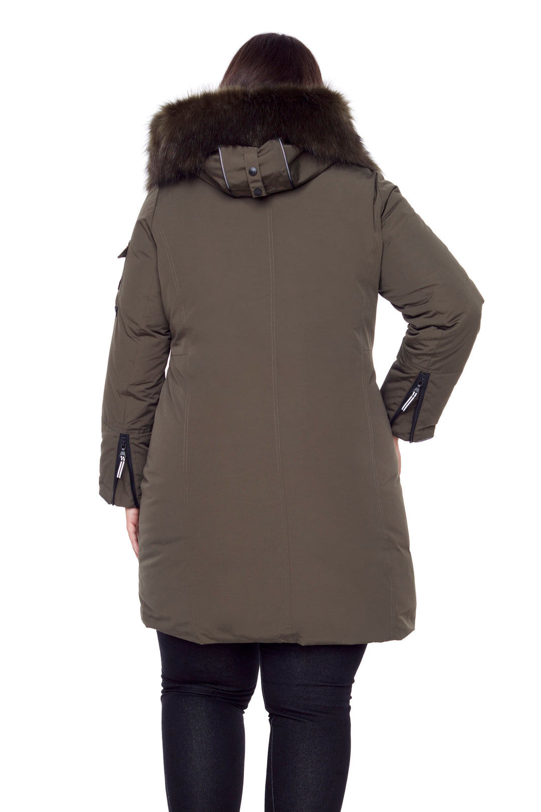 WOMEN'S VEGAN DOWN (RECYCLED) LONG PARKA, OLIVE (PLUS SIZE)