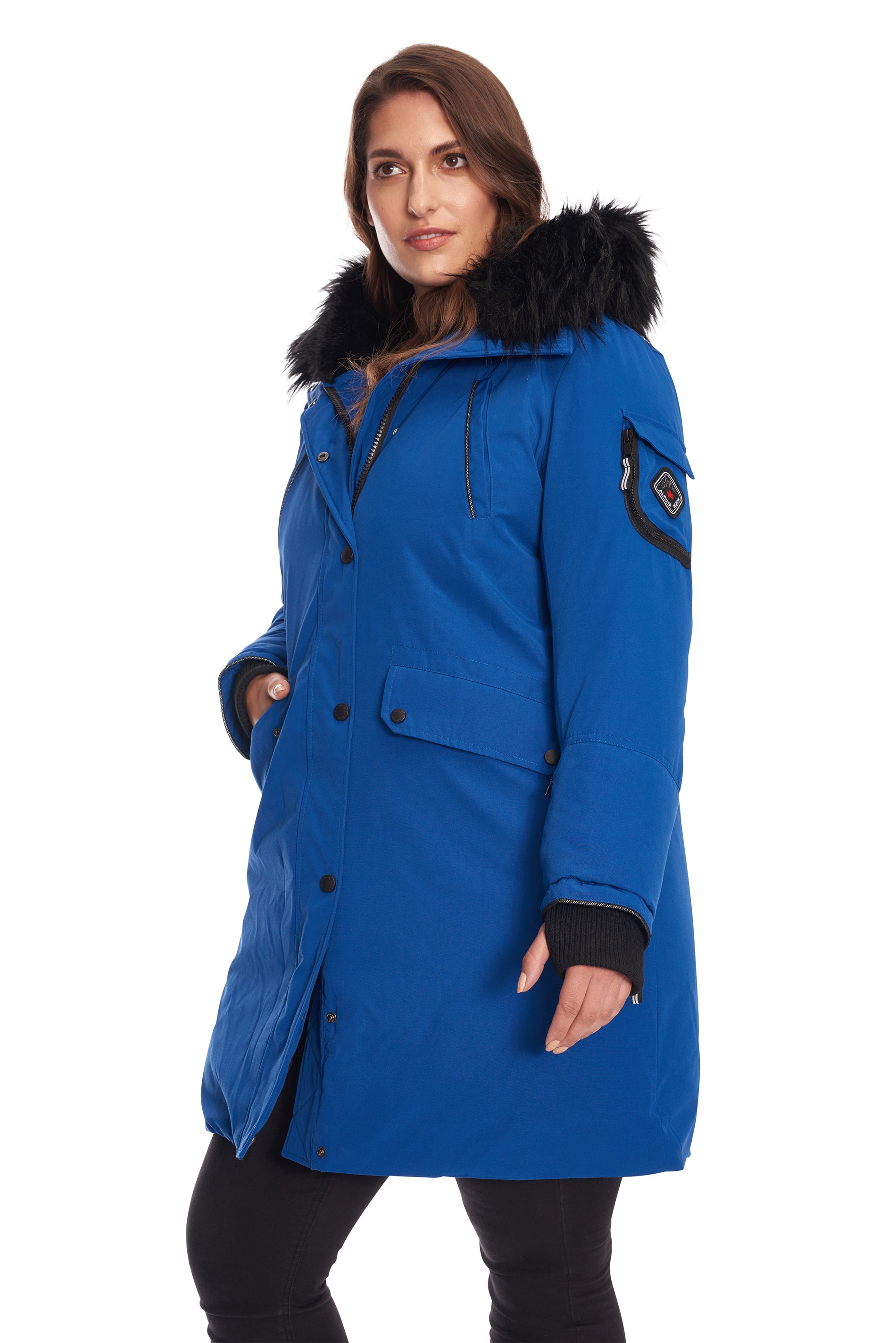 LAURENTIAN PLUS | WOMEN'S VEGAN DOWN (RECYCLED) LONG PARKA, COBALT