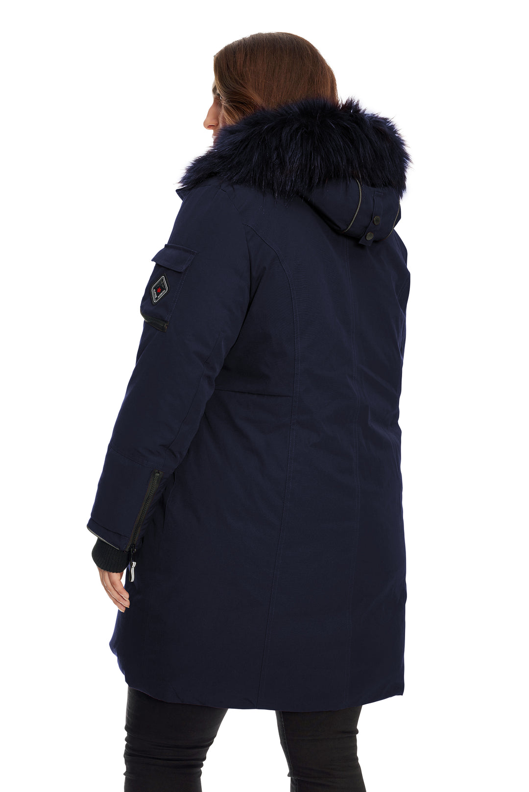 LAURENTIAN PLUS | WOMEN'S VEGAN DOWN (RECYCLED) LONG PARKA, NAVY (PLUS SIZE)