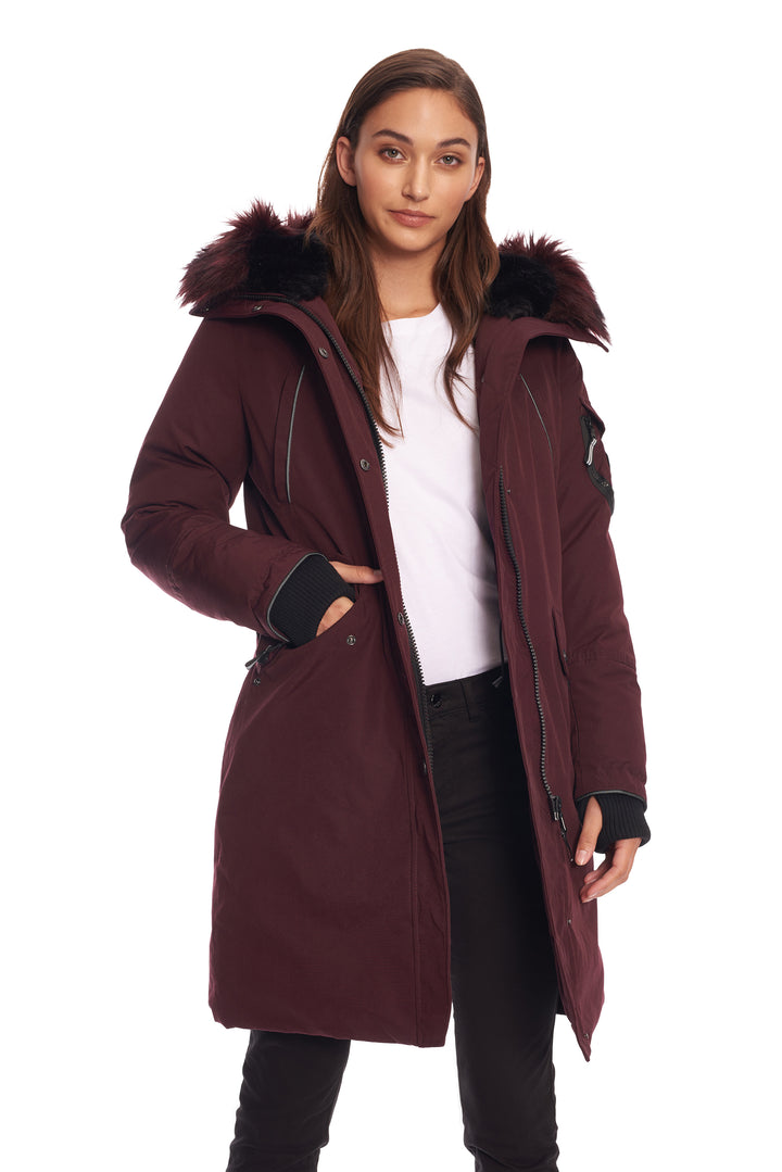 LAURENTIAN | WOMEN'S VEGAN DOWN (RECYCLED) LONG PARKA, GRAPE