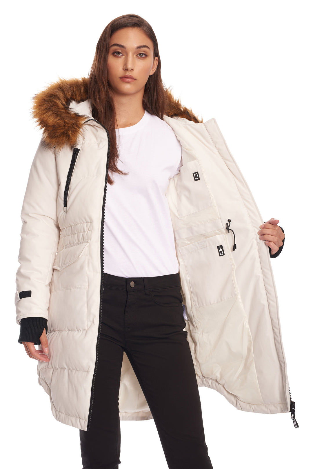 UKON | WOMEN'S VEGAN DOWN (RECYCLED) DRAWSTRING PARKA, CREAM