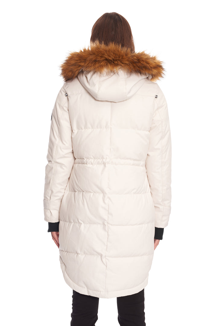 UKON | WOMEN'S VEGAN DOWN (RECYCLED) DRAWSTRING PARKA, CREAM