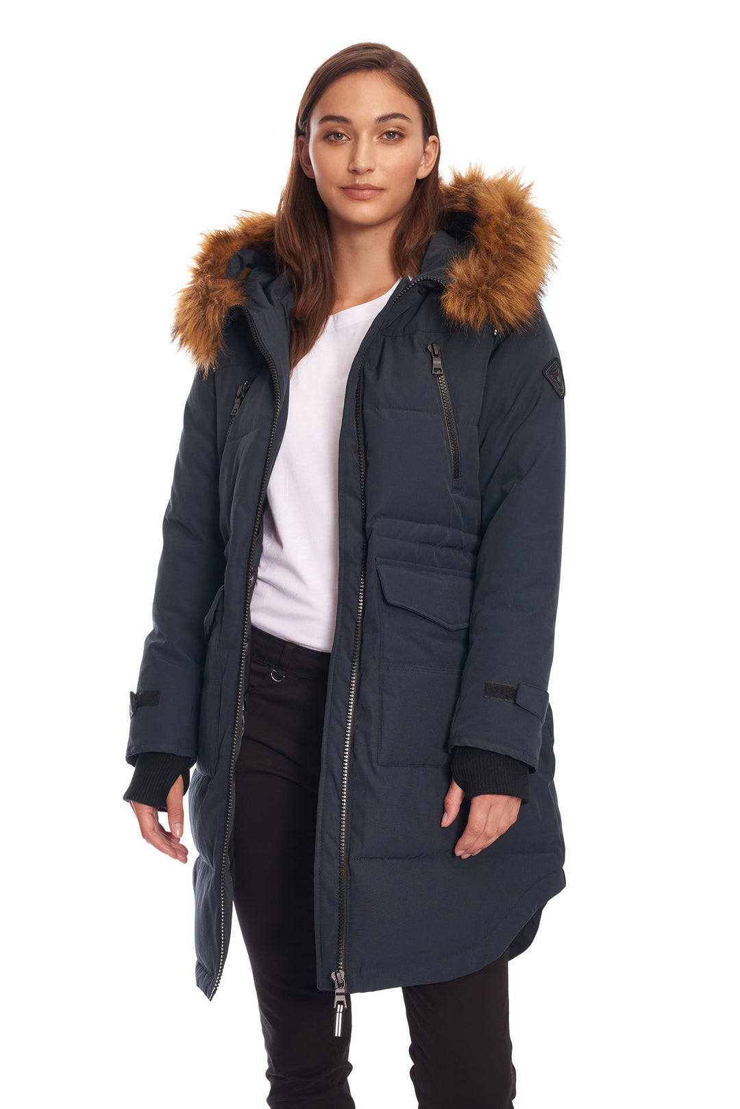 UKON | WOMEN'S VEGAN DOWN (RECYCLED) DRAWSTRING PARKA, NAVY